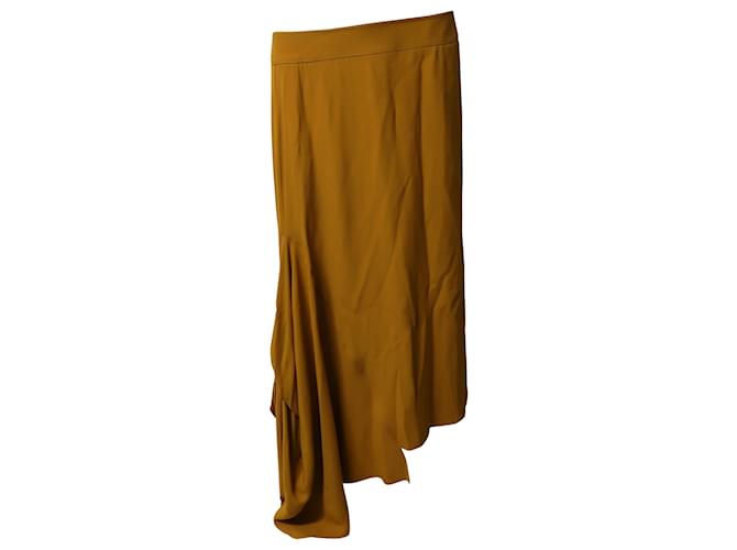 Marni Asymmetric Crepe Midi Skirt in Orange Viscose Cellulose fibre  ref.477888