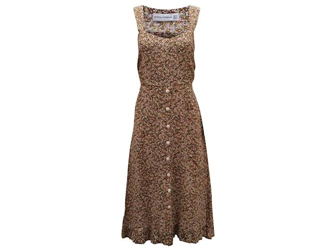 Faithfull The Brand Yasmin Floral-Print Sleeveless Midi Dress in Brown Rayon Cellulose fibre  ref.477904
