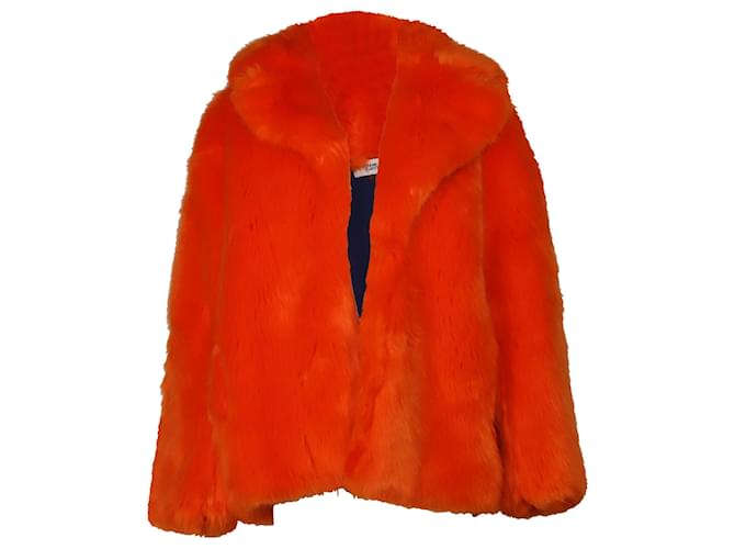 Diane Von Furstenberg Jacket in Orange Faux Fur Acrylic  ref.477920
