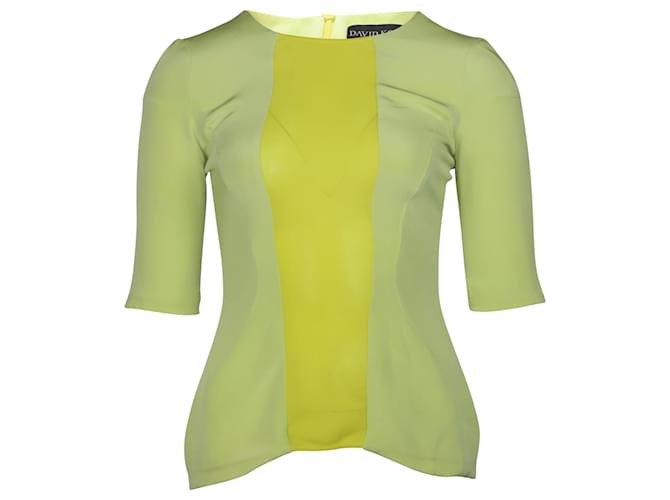 Autre Marque David Koma Long-Sleeve Top in Green Polyester  ref.477924