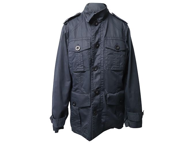 Giacca Monopetto Burberry in Cotone Blu Navy