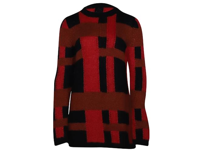 Tod's Checkered Jumper in Red Mohair Wool  ref.477948