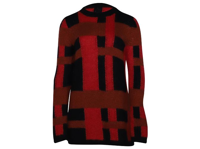 Karierter Pullover von Tod's aus rotem Mohair Schwarz