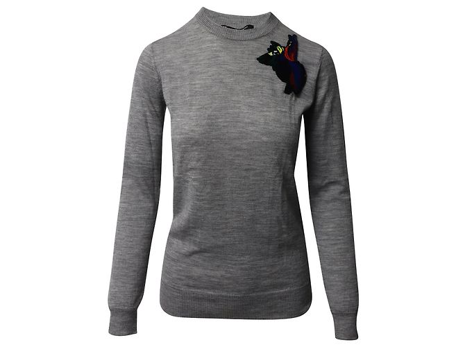 Proenza Schouler Patch-Pullover aus grauer Wolle