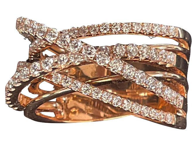 Autre Marque Anel de ouro rosa 750 com 1,60 ct de diamantes