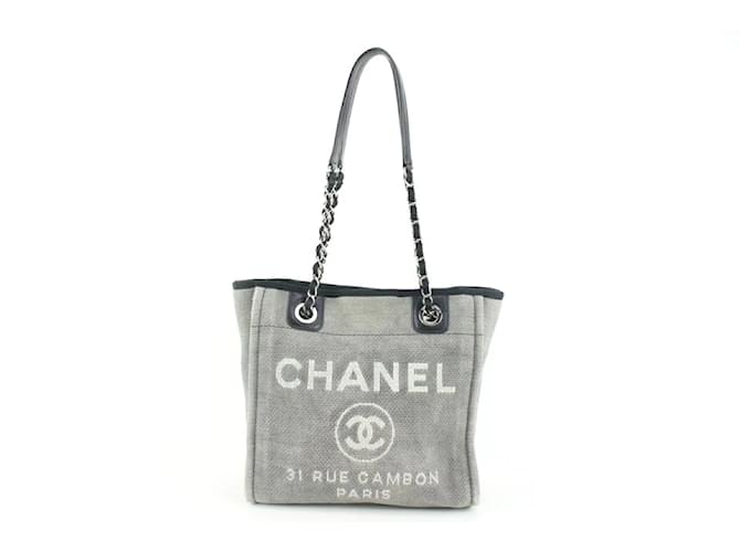 Chanel Small Grey CC Logo Mini Deauville Chain Tote Leather ref.478271 -  Joli Closet