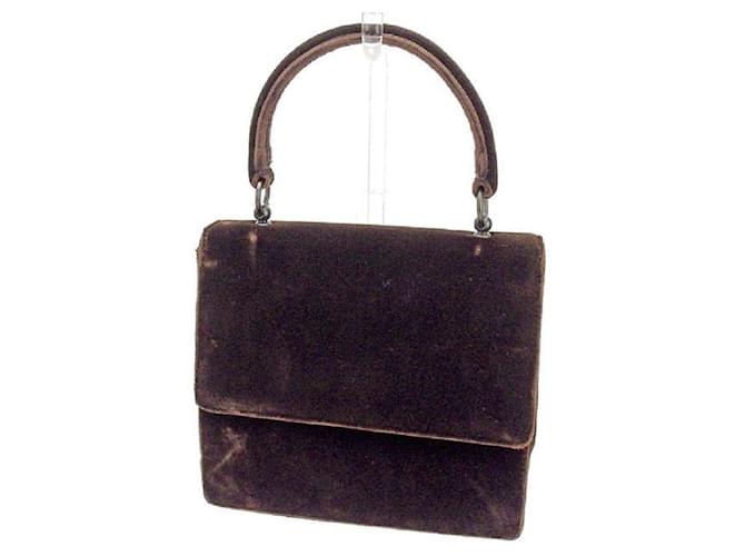 Used] PRADA HANDBAG BACK MINI HANDBAG BACK BROWN VELOUR ref.478308