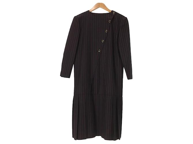 Christian Dior Long sleeve dress / M / wool / BLK / stripe Black  ref.478470