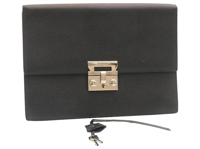 【SALVATORE FERRAGAMO】CLUTCH Ferragamo logo-embossed Leather Clutch Bag | Black | FARFETCH JO