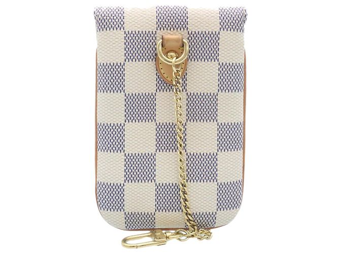 LOUIS VUITTON Damier Azur Etui Telephonne MM Handytasche LV Auth hs448