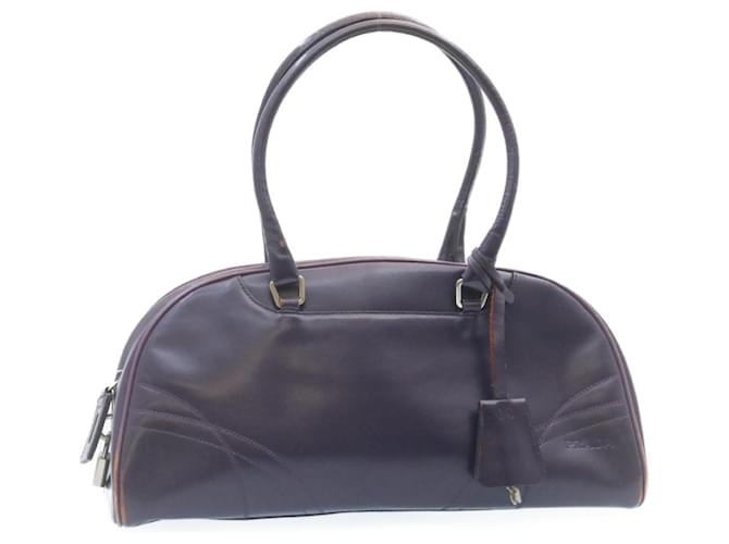 PRADA Leather Hand Bag Purple Auth 28546  ref.478895