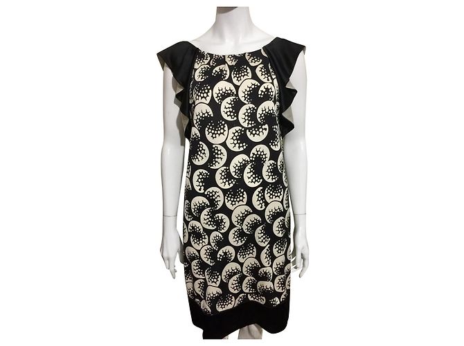 Diane Von Furstenberg DvF HAYTAN Vestido de jersey de seda Negro Blanco