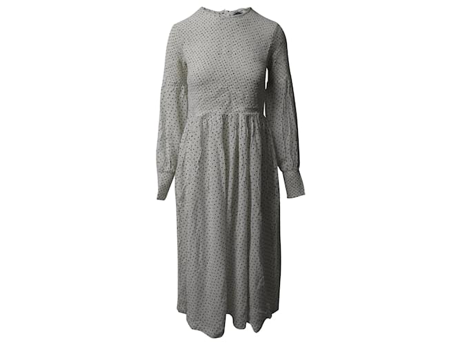 Ganni Rometty Georgette Kleid aus weißer Viskose Zellulosefaser  ref.479536