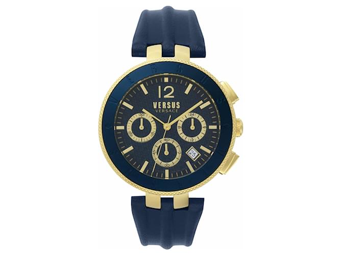 Autre Marque Versus Versace Logo Gent Chrono Strap Watch Golden Metallic  ref.479537