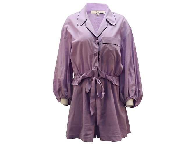 Macacão de pijama Tibi Baptise com laço na cintura em algodão roxo