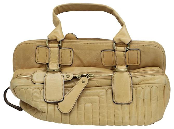 Chloé Large Quilted Compartment Bag in Beige Leather  ref.479576