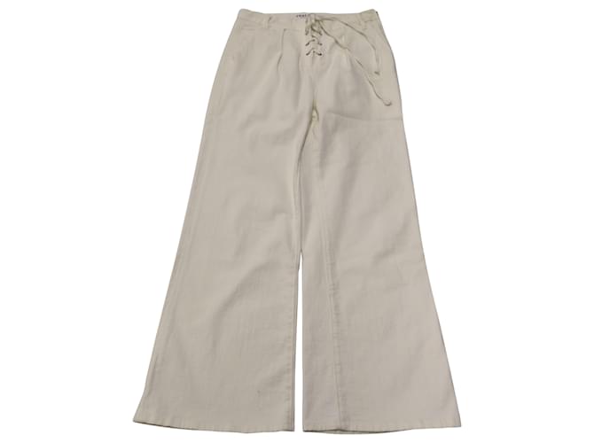 Frame Denim Frame Le Capri Lace Up Pants in White Cotton  ref.479605
