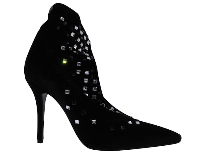 Giuseppe Zanotti Gruber-Stretch Embellished Ankle Boots in Black Velvet  ref.479611