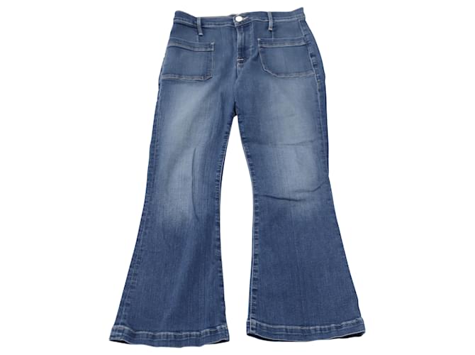 Frame Denim Frame Le Bardot Flared Jeans in Blue Cotton Denim  ref.479626