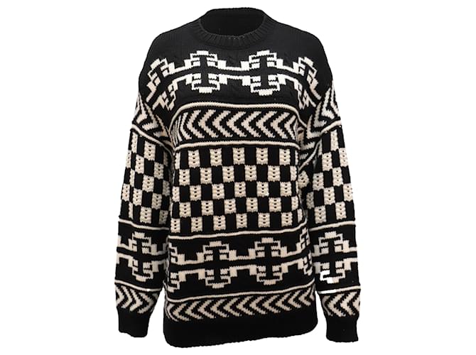 Alanui Aztec Print Sweater in Black Wool  ref.479643