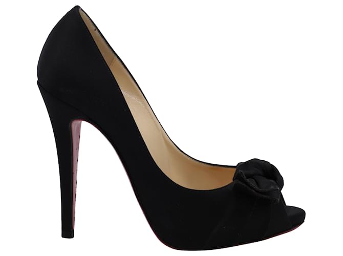 Christian Louboutin Madame Butterfly Pumps in Black Crepe Satin  ref.479663