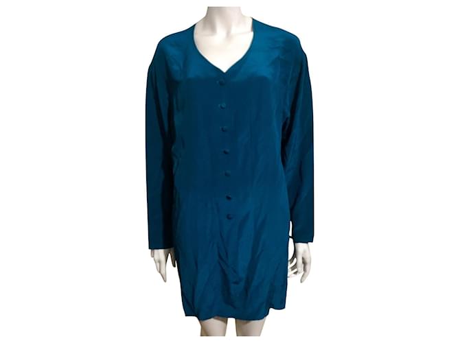 Diane Von Furstenberg Übergroßes Vintage-Seidenkleid von DvF, Smaragd Grün  ref.480051