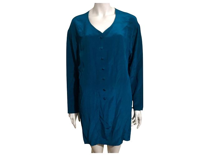 Diane Von Furstenberg vestido de seda vintage oversized DvF, esmeralda Verde