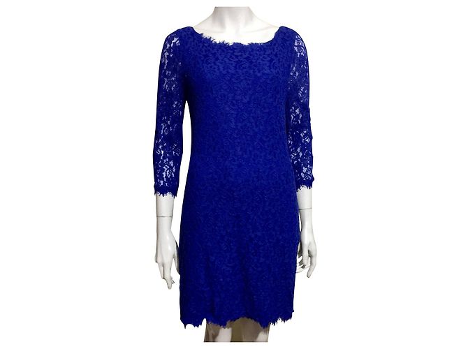 Diane Von Furstenberg Vestido DvF Zarita encaje azul cobalto