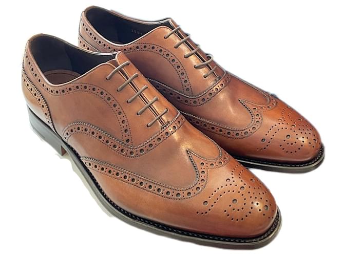 PRADA chaussures habillées en cuir à bout golf pour hommes Caramel  ref.480181
