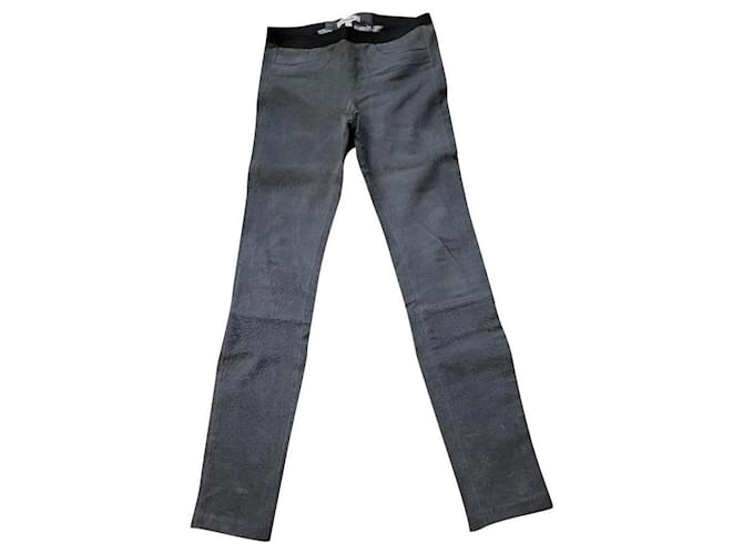 Helmut Lang leather leggings Dark grey  ref.480186