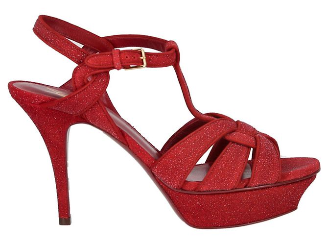 Saint Laurent Glittered Tribute Platform Sandals