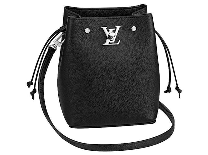 Louis Vuitton LV Bucket Nano-Lockme-Tasche Schwarz Leder  ref.480372
