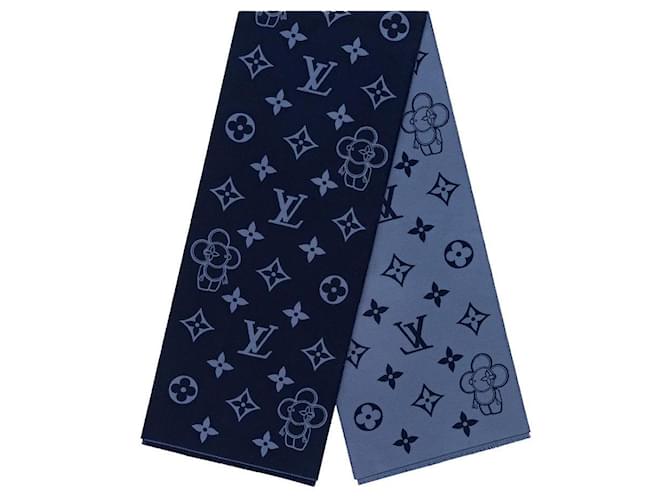 Louis Vuitton Monogram Gradient Scarf Navy Blue Wool