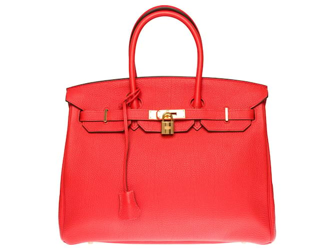 Hermes Birkin Bag Togo Leather Gold Hardware In Red