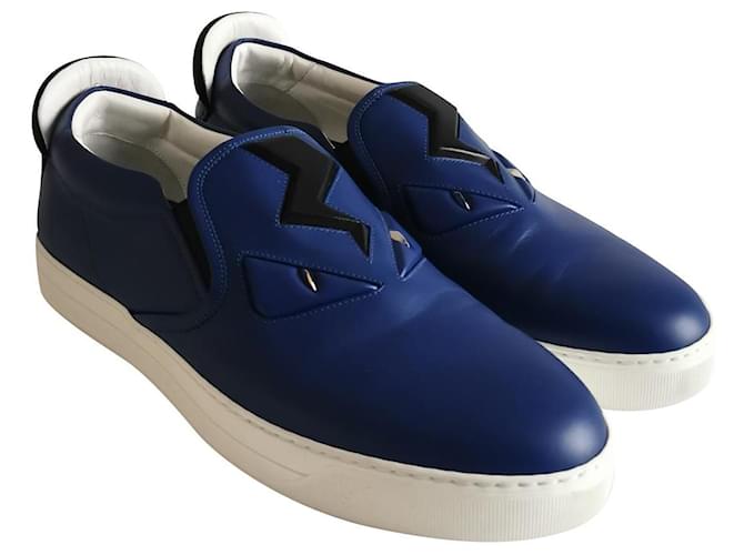 Fendi-Sneaker zum Hineinschlüpfen Marineblau Leder  ref.480420