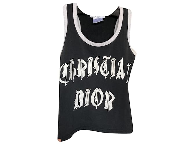 Camiseta sin mangas Christian Dior x John Galliano Negro Blanco Algodón  ref.480428