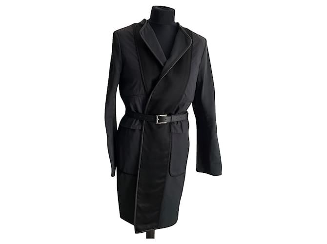 Céline Coats, Outerwear Black Navy blue Silk Cotton Polyester Wool Lambskin  ref.480429