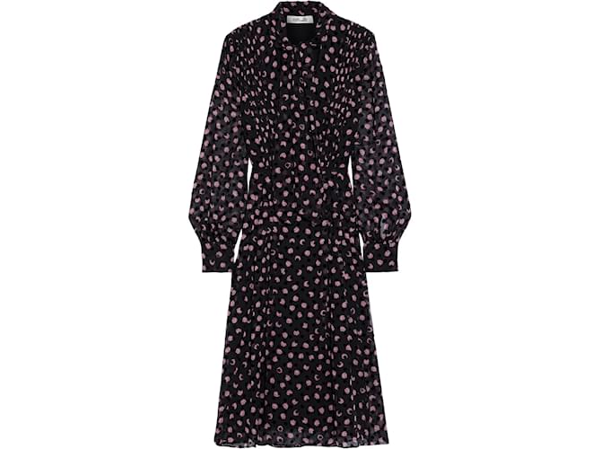 Diane Von Furstenberg Dresses Black Pink Silk Polyester Viscose Lycra  ref.480431