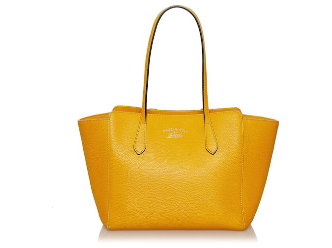 Gucci Yellow Swing Leather Tote Bag Pony style calfskin ref.480461 Joli Closet