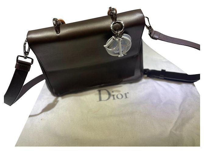 Be Dior Bolsa de mão Dior em couro marrom escuro Castanho escuro