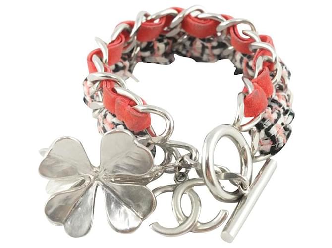 Chanel Bracelets Silvery Orange Suede Tweed ref.480576 - Joli Closet