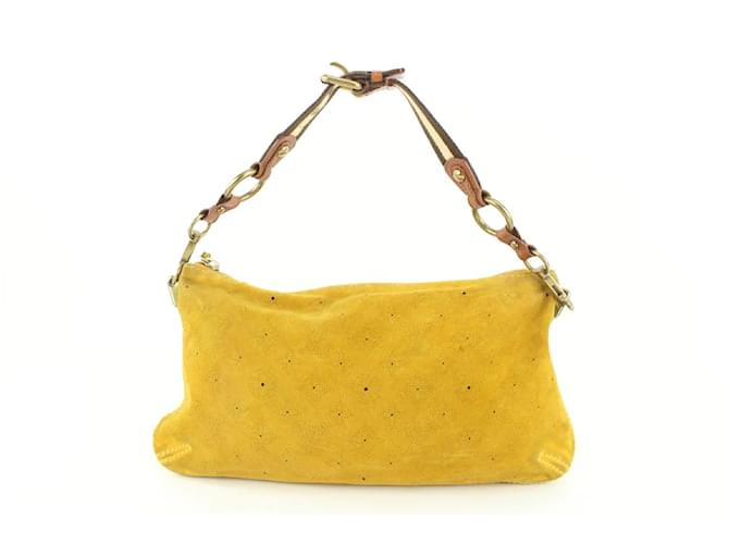 Louis Vuitton Mustard Yellow Monogram Suede Mahina Onatah MM Hobo Leather  ref.480595 - Joli Closet