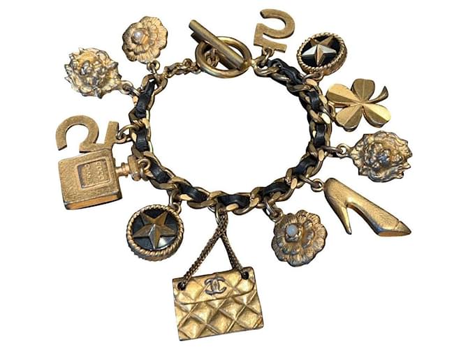 Chanel Kollektor Schwarz Gold hardware Leder Metall  ref.480635