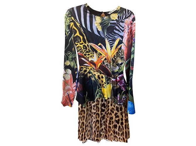 Hermoso vestido de Roberto Cavalli Multicolor