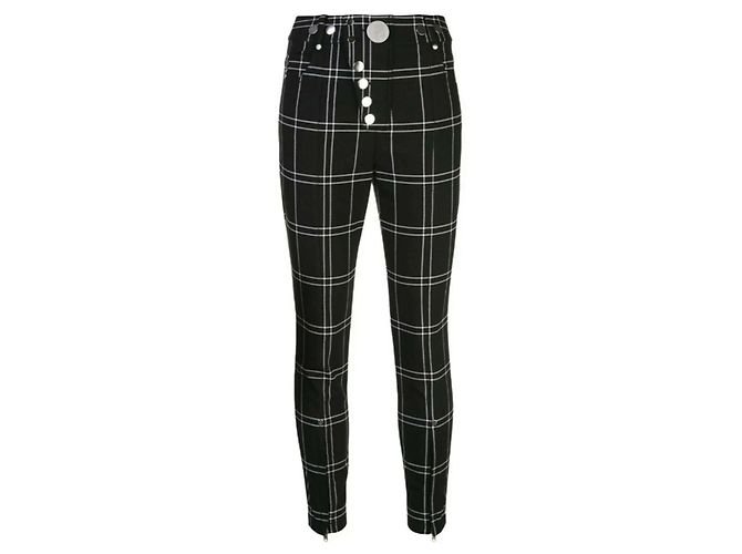 Alexander Wang Skinny Hose mit Karomuster Schwarz Weiß