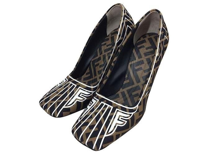 Zucca Fendi Ffreedom Pumps FENDI Pumps Shoes Heels Shoes 36 Brown
