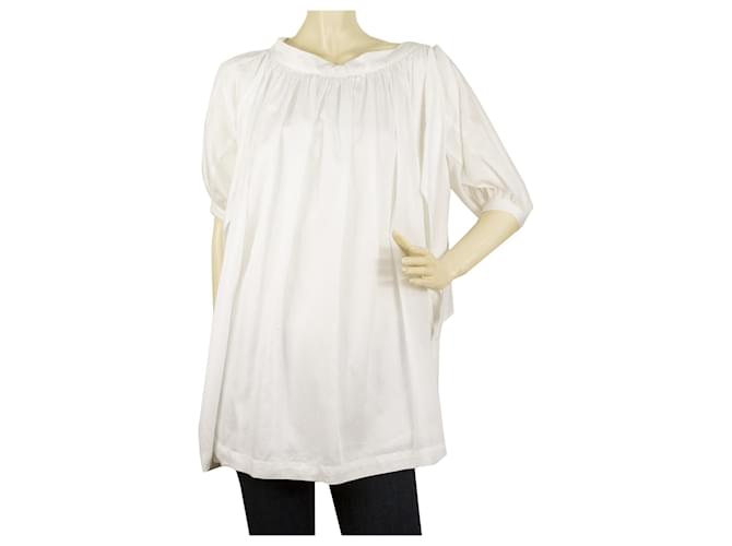 See by Chloé Veja por Chloe White Cotton w. Blusa tamanho grande túnica com pregas pequenas 38 Branco Algodão  ref.481350
