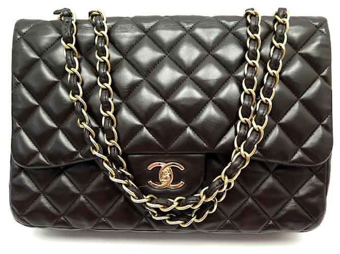 CHANEL CLASSIC TIMELESS JUMBO HANDBAG BROWN QUILTED LEATHER HAND BAG  ref.481576