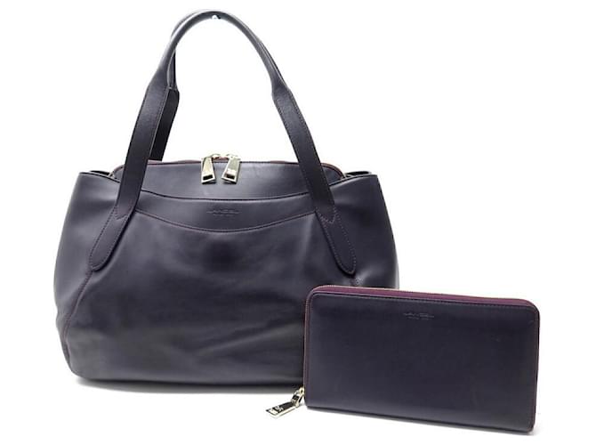 LANCEL OPERA GM A HANDBAG06096 IN PURPLE LEATHER HAND BAG WALLET