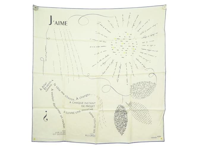 Hermès NEW RARE HERMES CARRE DE NOTES SQUARE EMBROIDERED SCARF 90 IN SILK BEIGE SILK SCARF  ref.481612